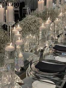 1 Set Portavelas de Vidrio, Portavelas Flotante, Portavelas Romántico Europeo para el Día de San Valentín, Adecuado para Cena a la Luz de las Velas, Fiesta de Cumpleaños, Banquete de Hotel, Boda, Puede Colocar Velas Flotantes, Decoración, Decoración de Habitación, Decoración del Hogar, Regalo - Multicolor - Ver 7