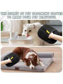 1pc Black Static Electricity Pet Hair Remover Glove | Pet Fur Remover | Household Cleaning Tool | Removes Pet Hair From Furniture, Bedding, Clothes | Easy To Use, Just Wipe To Tear Hair Into Strips. This Is A Specialized Model. Suitable As Christmas Gift, Present, Novelty Gift, Ramadan Gift, Personalized Gift. - Black - View 3