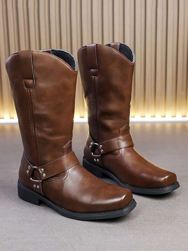 Botas para hombres aptas para todas las estaciones, botas de fibra súper de alta gama para exteriores, botas de estilo británico para hombres, botas vaqueras occidentales, botas Chelsea de alta gama de estilo británico