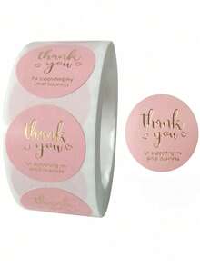 500 etiquetas adhesivas de "Gracias por apoyar mi pequeño negocio" para decoración de regalos de Navidad, papelería de negocios - Rosa - Ver 1