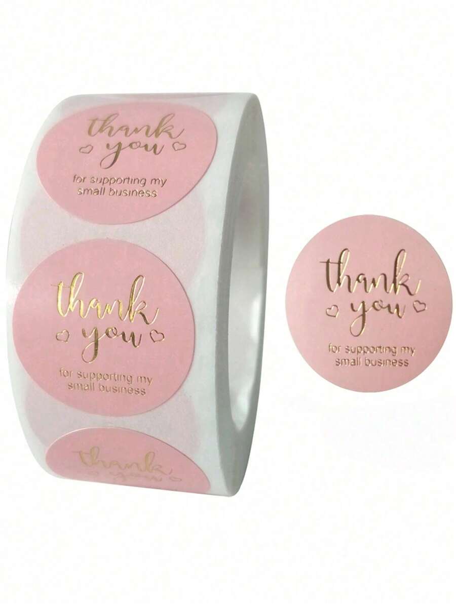 500 etiquetas adhesivas de "Gracias por apoyar mi pequeño negocio" para decoración de regalos de Navidad, papelería de negocios - Rosa - Ver 1