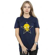 Womens/Ladies Tweety Pie Star Cotton Boyfriend TShirt (Navy Blue) - Blue - View 1