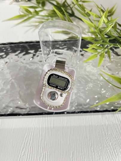 1pc Mini Rhinestone Ring Tally Counter, Colorful Rhinestone Small Finger Electronic Counter, Boxed Rhinestone Counter