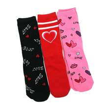 Valentine's Day Socks Women 3-Pair - TeeHee Love Crew Socks - Mother's Day Gifts For Her - Women's Shoe 6-9, Men's 8-11 - Cotton - 如圖691 - 查看 2