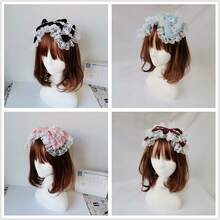 ​​Tea Party Confession Handmade Lace KC Lolita Big Bow Headband Lolita Daily Afternoon Tea Hair Accessory Best Friend Date Gift​​ - Hồng - Xem 2