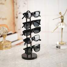 1pc Eyewear Display Stand, Fashion Glasses Storage Rack, Glasses Holder, Display Bracket, Metal Frame With Wooden Base Glasses Rack, Glasses Holder, Fashion Glasses Rack, Eyewear Storage Rack, Suitable For Home Bedroom, Table, Desk, Vanity, Etc. - Multicolor - View 3