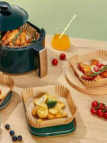 50/100 /200 Air Fryer Liners, Non Stick Paper For Baking, Baking, And Microwave Ovens - Easy To Clean, Single Sheet Paper For Healthier Cooking - Hotel And Commercial Use, Tray Non Stick Silicone Paper, Kitchen Accessories - Primary Color Square - View 6