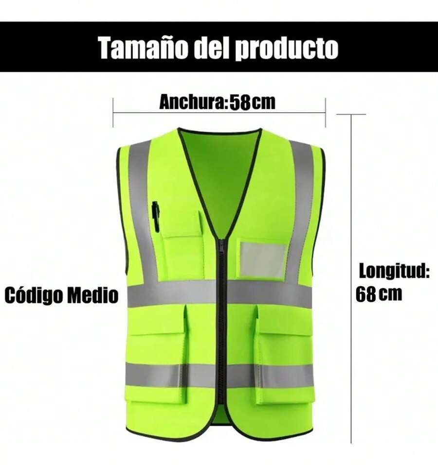 5 Piezas Chaleco De Seguridad Industrial Alta Reflejante - Amarillo fluorescente - Ver 1