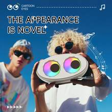 Altavoz inalámbrico inteligente con luz ambiente RGB, sistema de sonido portátil con decoración ocular, altavoz inalámbrico con carga USB, 8 modos, modo auxiliar/modo de conexión a teléfono/modo de tarjeta TF, adecuado para sala de juegos, teatro en casa, dormitorio, regalo de Navidad, regalo de cumpleaños