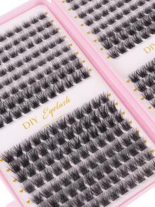384pcs/Set Large Capacity D-Curl Fluffy False Eyelashes Kit, Thick & Voluminous, Multiple Combinations, Natural & Soft. The Set Includes Eyelash Glue, Adhesive, Setting Gel, Tweezers, And Eyelash Brush, Suitable For Sparse Lash Clusters And False Lashes. Suitable For Travel, Daily Wear (For Beginners), Weddings, Dates, Parties, Holidays, Also Makes A Great Christmas/Halloween/Gift Eyelash Set. - 黑色 - 查看 6