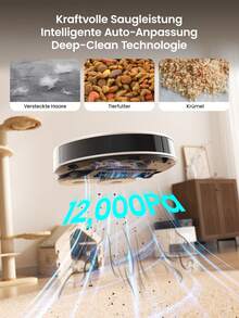 Robot aspirapolvere LEFANT M3L con potenza di aspirazione di 12000 Pa, svuotamento automatico, navigazione LiDAR, rilevamento tappeti, controllo APP di 220 minuti, autonomia di 8 settimane. - Grigio argento chiaro - Visualizzare 5