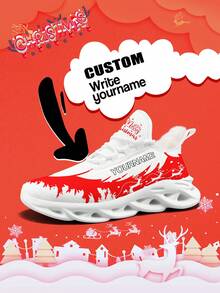 Custom Women's Christmas Plush Lining Sneakers With Personalized Name Print, Festive Santa Belt Design Cozy Shoes With Customized Photo, Lightweight Comfortable Soft Bottom Warm Sneakers For Men And Women, Gym Training Breathable Tennis Shoes, Unique Christmas Gift For Mom/Dad/Her/Him/Girlfriend/Boyfriend/Wife/Husband/Friend ﻿