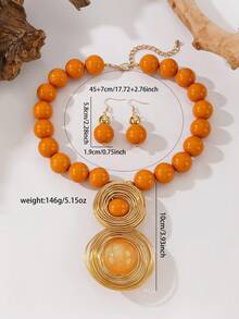 Set de 3 piezas de collar y aretes bohemios, africanos y coreanos hechos a mano con alambre de aluminio multicapa exagerado, brillante para vacaciones, fiestas, playa y estilo vintage