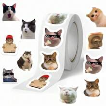 500 hojas/rollo de pegatinas con expresiones de gato, se pueden usar para decorar bolsos, pegatinas para sellar sobres