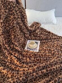 1 Peça Cobertor Felpudo Estampado de Onça de Dupla Camada - Macio, Quente, Elegante, Adequado para Todas as Estações | Ótimo para Sofá, Decoração Doméstica, Viagem ou Uso no Escritório, Acessório de Decoração Doméstica | Design de Estampa Animal | Manta Jacquard Tricotada