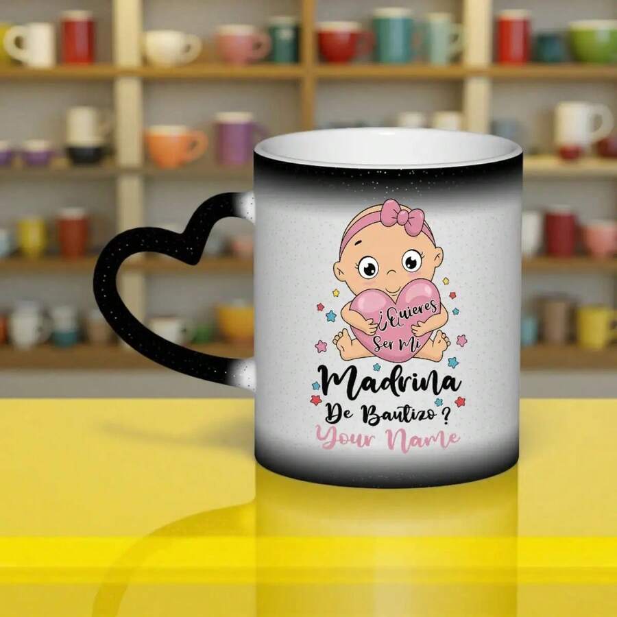 11 Oz Personalized "Do You Want To Be My Godmother?" Coffee Mug Spanish Christian Mug Godmother Proposal Mug Baptism Godparent Mug Ceramic Glossy Mug Godparent Gift Coffee Ceramic Mug Godmother Gift Faith Gift Glossy Surface Design Handmade Mug Reusable Mug Novelty Coffee Mug Commemorative Mug Gift Shopper Baptism Participant - 紅色的 - 查看 1