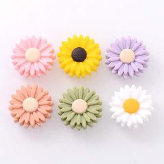 10pcs 8*21mm Multi-Color Daisy Silicone Beads, For Home Decor, DIY Bracelets, Necklaces, Keychains, Phone Charms, Bag Accessories, Craft Projects