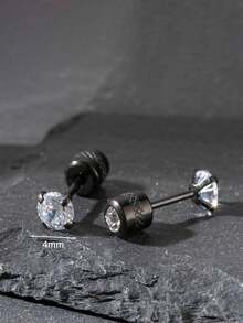 1PC- Simple, Stylish, Light And Luxurious Flat Spiral Stainless Steel Earrings, Small Unisex Hypoallergenic Cartilage Earrings, Double Round Cubic Zirconia Spiral Earrings, Birthday Graduation Season Valentine's Day Halloween Gifts Suitable For Men And Women To Wear On All Occasions.