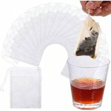 Pcs Disposable Tea Bags Loose Tea, Empty Tea Bags With Drawstring Empty Muslin Tea Infuser Sachets Seal Cold Brew Coffee Bags Spice Loose Leaf Tea Bag - Initial - View 1