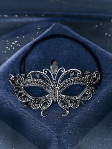 1pc Fashionable Rhinestone Mask, High-End Geometric Hollow-Out Mask For Halloween Party, Masquerade Ball Decor - Mask - View 7