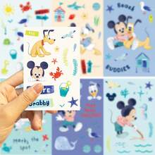 8 hojas de pegatinas de dibujos animados de Mickey Mouse con graffiti, pegatinas para hacer un rompecabezas de caras, calcomanías para juegos divertidos, regalos de fiesta para niños