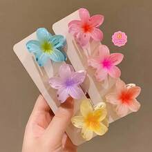 3Pcs Mini(4 Cm*4 Cm) Gradient Flower Hair Clips, Mixed Colors, Pop Culture Theme, Fashionable And Casual Style, Perfect For Going Out And Commuting, Ideal Women's Gift, Elegant And Classy Women's Hair Accessories With Side-Grabbing Shark Clip - 多色3個 - 查看 7