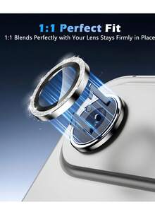 3pcs Camera Lens Protector Film, Compatible With 17 Air 6.6 Inch, AR+AF Tempered Glass Material, Shiny Metal Frame, 9H Hardness, High-Definition Transparent Screen Camera Protective Cover [Compatible With Phone Case], Shiny Silver - Silver - View 7