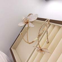 1 pezzo Bracciale in lega di ferro con doppia testa, smaltato con motivo floreale, braccialetto elegante e minimalista, adatto come regalo per la festa della mamma, per feste e per uso quotidiano