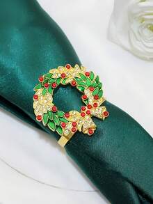 إكليل معدني مطلي بالراين ستون ، إكليل راين ستون أنيق - تصميم توت أحمر - حلقة معدنية ثقيلة الوزن لحفلات العطلات ، حفلات الزفاف - ديكور مركزي للمطعم سهل التنظيف - إعداد طاولة عيد الميلاد ، ديكور المنزل للعطلات ، إكليل متين ، ديكور الزفاف ، إكليل العطلات