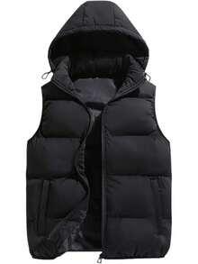 Men's Hooded Puffer Vest Sleeveless Zip Up Padded Jackets Coat Lightweight Quilted Gilet With PocketsChristmas FE2S - 深藍色 - 查看 8