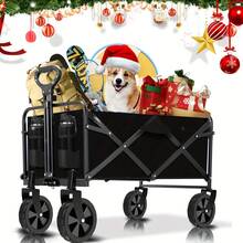 220/450/680 Lbs Capacity Heavy-Duty All-Terrain Folding Cart - Iron Frame And 600D Oxford Fabric, Foldable Multi-Purpose Wagon For Camping, Gardening, Beach, Shopping,Track And Field Equipment Transport Vehicle, No Assembly Required, Wagons Carts Heavy Duty Foldable - màu đen - Xem 9