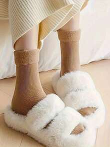 5双装女士冬季保暖袜 - 超柔软保暖内衬防滑 | 室内舒适家居袜，适合搭配雪地靴 | 防寒必备（多种颜色可选）圣诞礼物