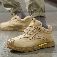 GUYISA 棕色安全鞋，时尚百搭，防挤压、防刺穿、绝缘、耐磨、坚固、减震、加垫、轻便、透气、柔软、休闲运动风格，适合室内/室外工作（尺码偏大，请订购小一码） - 棕色 - 查看 8