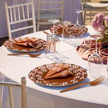 96 Pcs Mexican Party Supplies Platos De Barro Mexicanos Fiesta Paper Plates Napkins Forks Cielito Lindo Tableware Set For Picnic Birthday Wedding Baby Shower Decorations, Serve 24(Pink) - Hot Pink - View 4