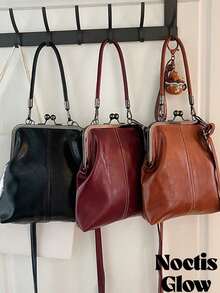 Leather Crossbody Bag For Women, Retro Style Mini Handbag With Adjustable Shoulder Strap, Solid Color Lightweight City Tote , Top Handle Handbags, Shoulder Bags, Crossbody Bags,Fashionable And Versatile, Suitable For Commuting And Dating - 彩色 - 查看 8