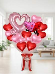 16pcs/Set Valentine's Day Party Decorative Balloons, Suitable For Creating Valentine's Day Bouquets (This Set Only Includes Balloons, No Other Accessories) Mini Hugging Bear/Koala/Couple Bear/Heart-Linked Balloons, 18-Inch Red/Pink/Rose Gold Heart-Shaped Foil Balloons, 10-Inch Red/Pink/Silver Heart-Shaped Foil Balloons, Suitable For Valentine's Day Surprise Gifts, Decorations, Proposals, Engagements - Multicolor - View 7
