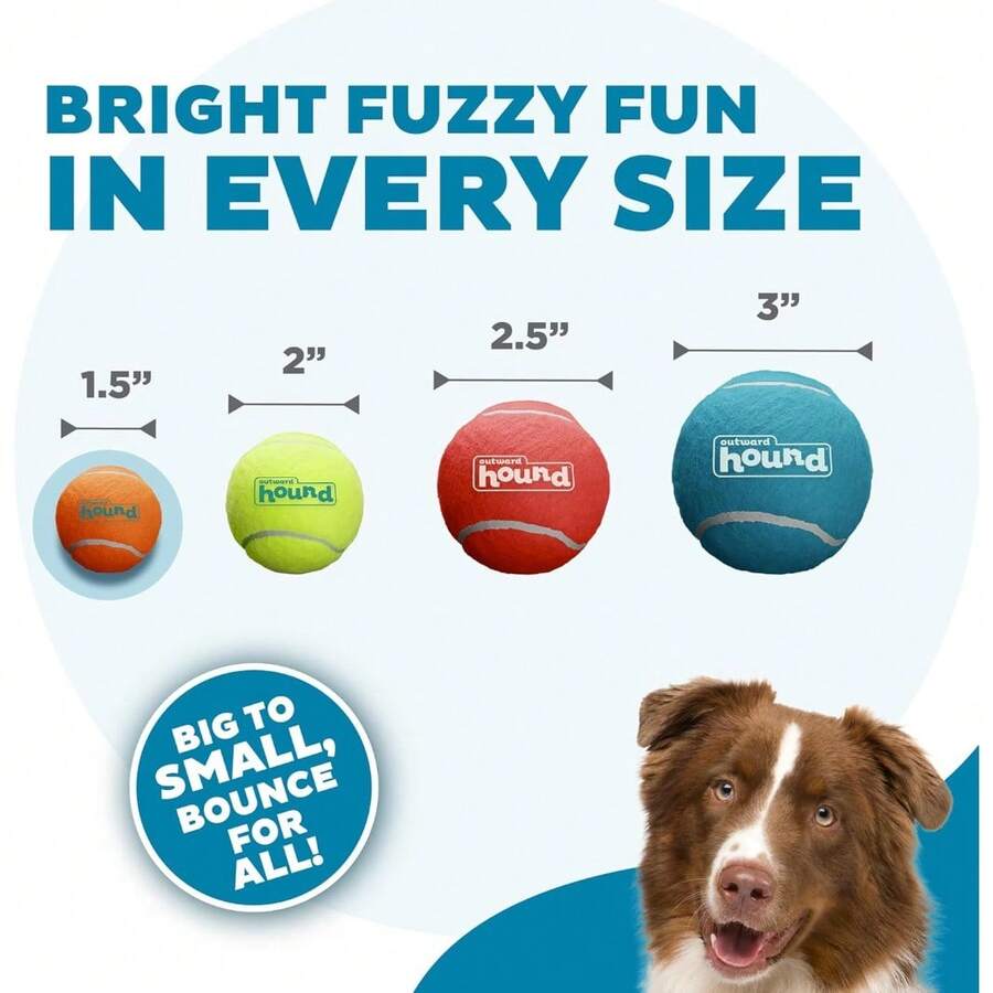 Outward Hound Squeaker Ballz 4-Pack Tennis Ball Dog Toys With Squeaker, Interactive Fetch Play For Pets Under 50 Lbs, Training Balls For Indoor & Outdoor Exercise, Medium, 2.5-Inch - 多聲響球 - 查看 1