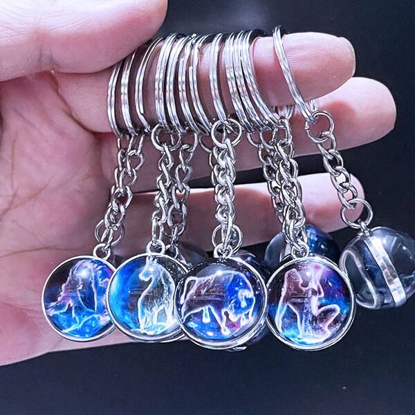 12 Chaveiros Luminosos com Constelações do Zodíaco, Presentes Perfeitos Unissex para Natal e Aniversário