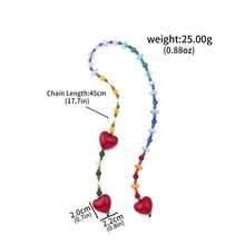 Llavero con cuentas y corazón rojo de estilo coreano Y2K, adecuado como pequeño regalo sorpresa para amigos, familiares o novia - Colgante de bolsa con cristal rosa y azul - Multicolor - Ver 10