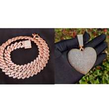 新款镶满冰钻的大心形吊坠项链，嘻哈时尚重磅立方氧化锆链 - 超大愛心 - 查看 11