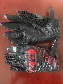 Alpinestars Găng tay xe máy SMX-1 MM93 bằng da thật cho nam và nữ, thoáng khí, đục lỗ, sợi carbon, găng tay đua xe địa hình bốn mùa - Đỏ - Xem 4
