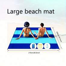 Outdoor Camping Beach Mat, Beach Blanket, Portable Foldable Sandproof Picnic Mat, Beach Essentials - Màu xanh lam - Xem 4
