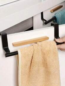 1 pièce Porte-serviettes en acier inoxydable pour porte de placard, barre porte-serviettes sans couture pour porte de salle de bain ou de cuisine, 1 support de porte-serviettes de placard, crochet perforé économe en espace, à fixer sur la porte, convient pour la cuisine, la salle de bain et les placards - peut accueillir serviettes et linges - facile à installer, rangement de cuisine, rangement de salle de bain, articles ménagers modernes