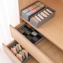 12pcs Multi-Layer Classic Fabric Drawer Storage Boxes For Underwear, Socks And Clothing - Fleece Storage Boxes, Home Storage Boxes, Storage Baskets