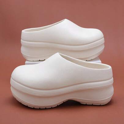 8 cm Sabots à semelle épaisse perforée, chaussures de chef surélevées légères et antidérapantes unisexes, mules à bout fermé pour la cuisine, l'hôpital, les infirmières