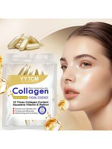 30粒/包 胶原蛋白紧致胶囊精华，保湿，柔滑肌肤，蕴含植物来源角鲨烷、视黄醇、维生素E深层补水精华（0.4克 x 30粒） - 白色 - 查看 4