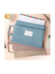 1pc A4/A5/B5 Waterproof Prenatal Checkup Document Organizer Bag, Maternity Tote Bag, Large Capacity Zipper File Folder, Thick Canvas Dual Layer Handbag - A4 - View 3