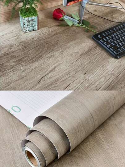 1 Roll Thick Grey Wood Contact Paper For Cabinets Countertops Wooden Grain Contact Paper Self Adhesive Rustic Wood Wallpaper Peel And Stick Removable Wall Paper For Desk Furniture Shelf Stick Wallpaper Self-Adhesive Removable Wall Paper For Cabinets And Drawers Countertops Vinyl