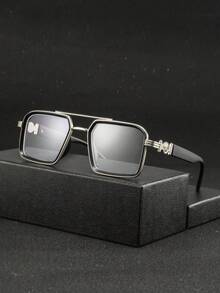 1 Pair Men's Metal Frame Rectangular Glasses, Elegant & Versatile Academic Style, Suitable For Graduation, Workplace, Training, Bookstore - Multicolor - View 7