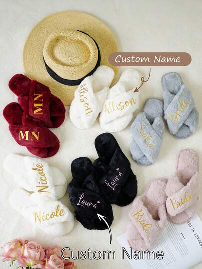 Custom Fluffy Slippers, Custom Bride Slippers, Christmas Party Slippers, Fluffy Bridesmaid Slippers, Fluffy Slippers, Bride Slipper Personalized, Couples Wedding Slippers, Colorful,Cute,Adorable,Funny,Kawaii,Y2K,Stylish,Unisex,Casual,Custom,Personalized,Unique,Customized,Ideal Gifts For Him,Ideal Gifts For Her,Her,Boyfriend,Girlfriend,Family,Friends,Customized Wedding Accessories,Vintage Outfit